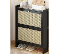 LMTYBOC Scarpiera in bambù con ante ribaltabili, scarpiera autoportante sottile, scarpe retrò con cassetto, mobili per ingresso casa, B-68 x 17 x 87 cm
