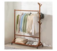 LMTYBOC Scarpiera in bambù con ruote, appendiabiti multifunzione per camera da letto, vestiti, cappelli e scarpe, elegante soluzione di archiviazione marrone da 80 cm