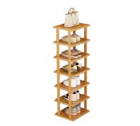 LMTYBOC Scarpiera in bambù, scaffale verticale a 5/7/8 ripiani, salvaspazio, autoportante, angolo sottile per ingresso, elegante scarpiera in legno