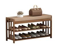 LMTYBOC Scarpiera in legno con contenitore, sedile da ingresso in stile industriale, robusta capacità di 100 kg, scarpiera per soggiorno, disponibile nelle misure 50/70/80/90 cm