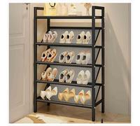 LMTYBOC Scarpiera in metallo, a 5 ripiani, con ripiano superiore per riporre oggetti extra, colore nero, 50 cm, ideale per ingresso o armadio di casa