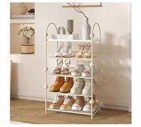 LMTYBOC Scarpiera in metallo a 5 ripiani, verticale, con piedini antiscivolo, scarpiera multifunzionale per ingresso, soggiorno e corridoio, elegante bianco (75 x 30 x 92 cm)