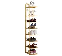LMTYBOC Scarpiera in metallo a 8 ripiani, robusta e impilabile per ingresso, design sottile, colore oro, perfetta per risparmiare spazio ed elegante