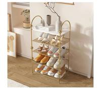 LMTYBOC Scarpiera in metallo dorato a 5 ripiani, verticale, con piedini antiscivolo, scarpiera multifunzionale per ingresso, soggiorno e corridoio (75 x 30 x 92 cm)