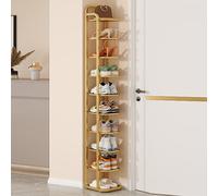 LMTYBOC Scarpiera in metallo dorato, scarpiera verticale a 10 ripiani per piccoli spazi, scarpiera sottile per armadio, porta, garage, soggiorno, soluzione elegante e salvaspazio