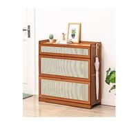 LMTYBOC Scarpiera moderna in rattan, in bambù, con ante ribaltabili, elegante design a tre lati, per ingresso, corridoio, camera da letto (80 x 33 x 85 cm)