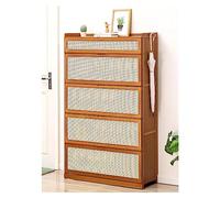 LMTYBOC Scarpiera moderna in rattan - Scarpiera autoportante in bambù con porte sollevabili, design su 3 lati per ingresso, corridoio, elegante scarpiera per la casa