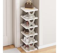 LMTYBOC Scarpiera moderna salvaspazio verticale a 6 ripiani, in plastica sottile e portatile, per camera da letto, soluzione di archiviazione multistrato alta per piccoli spazi, elegante espositore