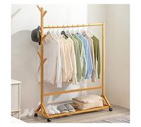 LMTYBOC Scarpiera multifunzionale in bambù con ruote, 80 cm, appendiabiti e appendiabiti, camera da letto e albero per cappelli, elegante soluzione marrone