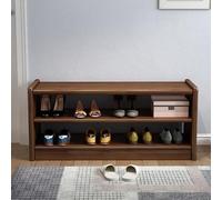 LMTYBOC Scarpiera ottomana con panca portaoggetti per ingresso, struttura in legno massello, cuscino ad alta resilienza, per esterni, noce e opzioni di colore, lunghezza 83,1 cm