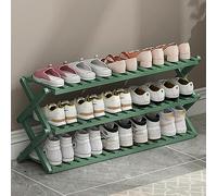 LMTYBOC Scarpiera pieghevole in bambù, scarpa multistrato a 3 strati, supporto per interni ed esterni per scarpe, perfetto per il campeggio (colore: verde, dimensioni: 70 cm)