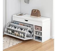 LMTYBOC Scarpiera salvaspazio con ripiano, scarpiera in legno e seduta, ideale per corridoio e ingresso, 100 x 30 x 50 cm, elegante e funzionale