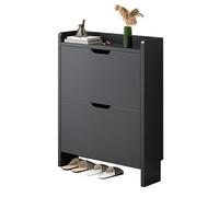LMTYBOC Scarpiera sottile con 2 alette, salvaspazio, in legno, spessore 17 cm, per ingresso, 47 x 17 x 80 cm, nero (sesamo nero) - ideale per uso in corridoio