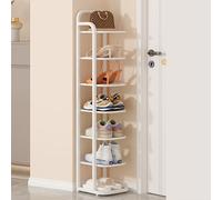 LMTYBOC Scarpiera sottile in metallo, scarpa verticale, scarpiera a 7 livelli per piccoli spazi, armadio, porta, garage, soggiorno - elegante soluzione di archiviazione (colore: bianco)