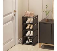 LMTYBOC Scarpiera sottile nera, scarpiera salvaspazio a 8 ripiani, impilabile, per corridoio e camera da letto, adatta a 1 paio per ripiano, ed elegante soluzione per riporre le scarpe