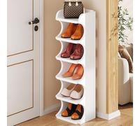 LMTYBOC Scarpiera stretta a 6/8 ripiani, autoportante, per stivali, scarpe da ginnastica e tacchi, per ingresso e corridoio, armadio sottile, bianco (90 x 26 cm)