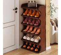 LMTYBOC Scarpiera stretta a 6/8 ripiani - Scarpiera autoportante a torre per stivali, scarpe da ginnastica e tacchi - ingresso e corridoio - Armadio salvaspazio (marrone, 90 x 46 cm)
