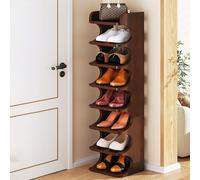 LMTYBOC Scarpiera stretta a torre, scarpiera autoportante a 6/8 ripiani, per stivali, scarpe da ginnastica e tacchi, armadio compatto da ingresso, soluzione elegante (marrone, 122 x 26 cm)