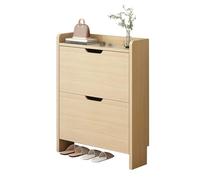 LMTYBOC Scarpiera stretta con 2 alette, salvaspazio, in legno, spessore 17 cm, ideale per corridoio, 47 x 17 x 80 cm, opzioni in rovere bianco e nero