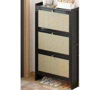 LMTYBOC Scarpiera stretta in bambù con ante pieghevoli e cassetto, scarpiera autoportante retrò per corridoio, ingresso, mobili per la casa, 68 x 17 x 121 cm