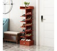 LMTYBOC Scarpiera verticale - 5/6/7/8 ripiani sottile per ingresso, soggiorno, camera da letto, armadio portaoggetti stretto, design salvaspazio, rosso (145 x 42 cm)