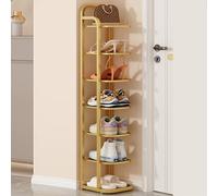 LMTYBOC Scarpiera verticale a 7 ripiani, in metallo dorato, scarpiera sottile per piccoli spazi, ideale per armadio, porta, garage, soggiorno, soluzione elegante e salvaspazio