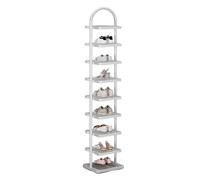LMTYBOC Scarpiera verticale in metallo a 9 ripiani, salvaspazio, scarpiera aperta per la casa, 27 x 22 x 148 cm, elegante design bianco