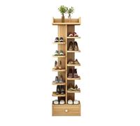 LMTYBOC Scarpiera verticale, scarpiera angolare sottile a 5-8 ripiani, per ingresso, soggiorno e camera da letto, design stretto, marrone (129 x 42 cm)