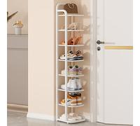 LMTYBOC Scarpiera verticale, scarpiera in metallo, scarpiera stretta, scarpa a 8 livelli per piccoli spazi, porta, garage, soggiorno - Design elegante e salvaspazio (colore: bianco)