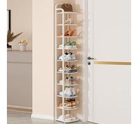 LMTYBOC Scarpiera verticale sottile, scarpa in metallo, scarpiera salvaspazio a 10 ripiani per armadio, porta, garage, soggiorno - perfetta per piccoli spazi (colore: bianco)