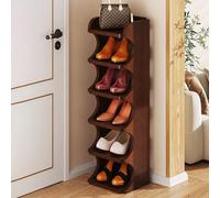 LMTYBOC Scarpiera verticale stretta, a 6/8 ripiani, autoportante per stivali, scarpe da ginnastica e tacchi, scarpiera salvaspazio per ingresso e corridoio (marrone, 90 x 26 cm)