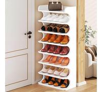 LMTYBOC Scarpiera verticale stretta, a 6/8 ripiani, autoportante, per stivali, scarpe da ginnastica, tacchi, salvaspazio, per ingresso e corridoio (bianco, 122 x 46 cm)
