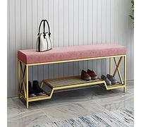 LMTYBOC Sgabello per scarpe e panca portaoggetti in flanella di lusso, scarpiera rosa per soggiorno e corridoio, elegante soluzione per ingresso e seduta, 80 x 35 x 45 cm