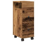 LMTYOENFG Armadietto da bagno sottile con ruote, in legno effetto legno anticato, con 2 cassetti, per bagno, cucina e soggiorno, 23 x 33 x 65 cm