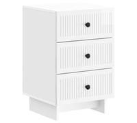 LMTYOENFG Comodino con 3 cassetti, 43 x 41 x 66,5 cm, bianco lucido | Elegante armadietto per camera da letto con tre maniglie scorrevoli e pratici pomelli in metallo per una conservazione