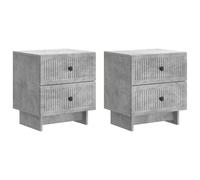 LMTYOENFG Set di 2 comodini, grigio cemento, 43 x 34,5 x 47,5 cm | Versatile mobile per camera da letto e soggiorno in stile vintage con ampio spazio per le cose quotidiane.