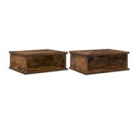 LMTYOENFG Set di 2 comodini in rovere affumicato, 40 x 31 x 15 cm | I ripiani compatti per camera da letto e soggiorno garantiscono più ordine accanto al letto o al divano nella vita quotidiana