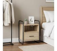 LMTYOENFG Set di 2 comodini sospesi, 40 x 30 x 50 cm, rovere Sonoma | Il montaggio a parete crea spazio libero sul pavimento nella camera da letto, robusto telaio in acciaio e cassetto con manico