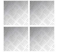 LMTYOENFG Set di 4 gradini per scale in alluminio, lamiera striata, argento | Pedane in metallo strutturato per scale e gradini da giardino. Design antiscivolo per una presa sicura.