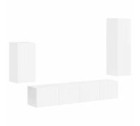 LMTYOENFG Set di mobili per TV, montaggio a parete, 4 pezzi, bianco lucido | Set di 4 armadi pensili per soggiorno e camera da letto con molto spazio dietro le ante pieghevoli.
