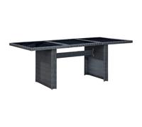 LMTYOENFG Tavolo da giardino in polyrattan, 200 x 100 cm, vetro temperato | Ampio tavolo da terrazza per 6-8 persone con piano in vetro di sicurezza da 5 mm di facile manutenzione e robusto telaio in