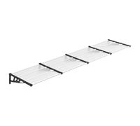 LMTYOENFG Tettoia per porta nera trasparente, 396 x 90 cm, in policarbonato, per ingresso di casa, tettoia protettiva, con supporto in ABS, aste in alluminio