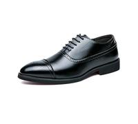 LMUIPMAA Brogue Scarpa da Uomo in Pelle pu, con Lacci Punta a Coda di Rondine, Scarpe da Sera Scarpe da Formale Oxford Derby,Nero,38 EU