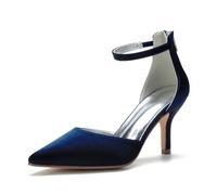 LMUIPMAA Cerniera Decollete Eleganti Tacco Medio con Punta Chiusa y Cinturino Donna,Dark Blue,42 EU