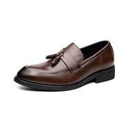 LMUIPMAA Nappe da Uomo Mocassini Slip-On Penny Flats Mocassini da Fumo per Abiti Casual da Lavoro Festa di fine Anno,Marrone,43 EU