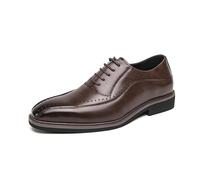 LMUIPMAA Scarpe Eleganti Formali da Uomo Oxford Derby Stringate Classichec Brogues per Affari, Matrimoni E Feste,Marrone,41 EU