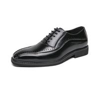 LMUIPMAA Scarpe Eleganti Formali da Uomo Oxford Derby Stringate Classichec Brogues per Affari, Matrimoni E Feste,Nero,46 EU
