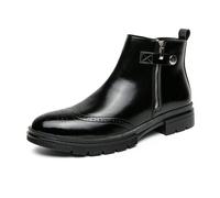 LMUIPMAA Stivaletti Brogue Uomo Formali Cerniera Stivali Oxford Alte Eleganti Scarpe da Banchetto,Nero,39 EU