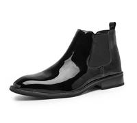 LMUIPMAA Stivaletti Chelsea per Uomo Scivola su Autunno Inverno Caviglia Alta Scarpe da Sera Business Office Stivali in Pelle,Nero,39 EU