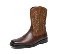 LMUIPMAA Stivali da Cowboy da Uomo Western metà Polpaccio Stivali da Equitazione per Lavoro Escursionismo,Dark Brown,39 EU